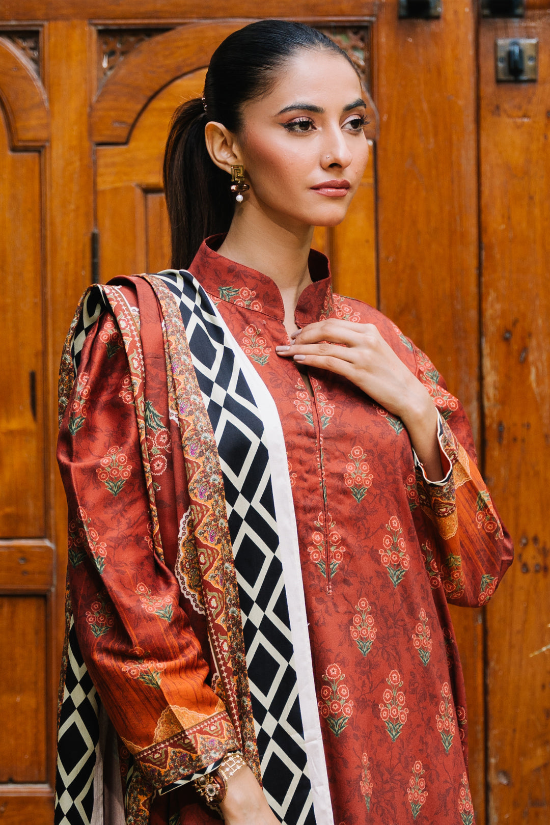 Zellbury | Unstitched 3 Piece Viscose | Shirt Shalwar Dupatta - 0208 - House Of Hania