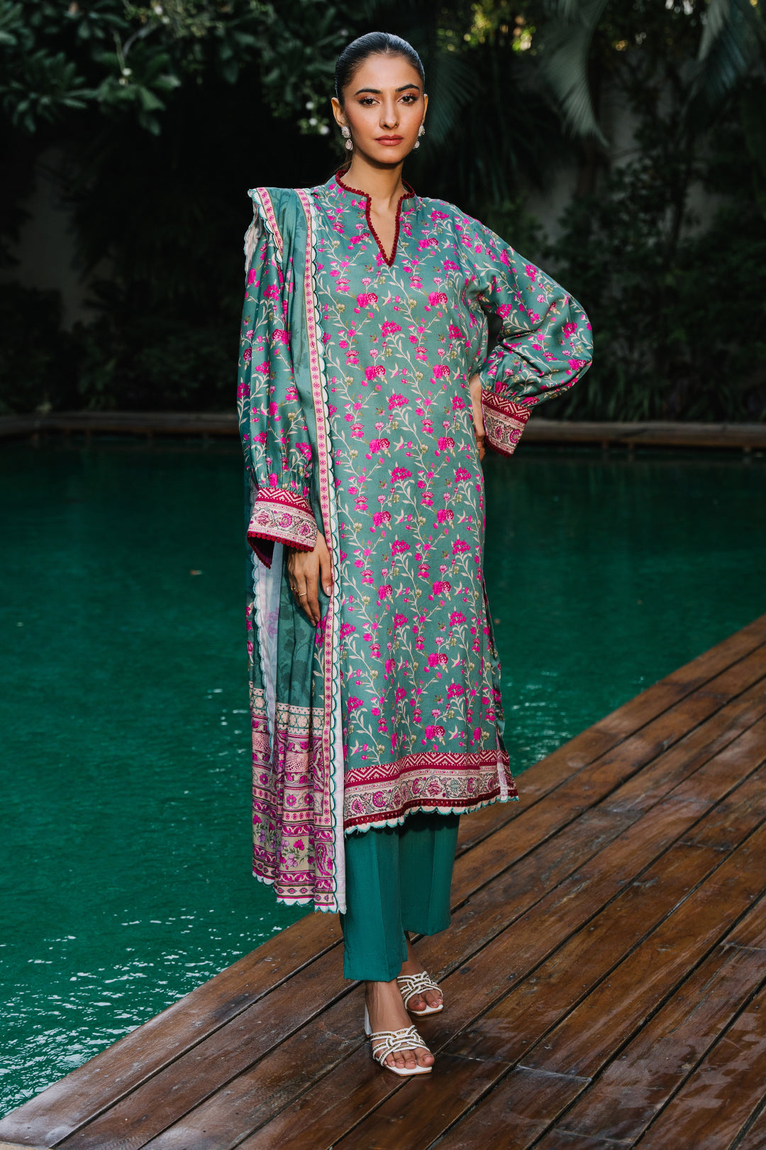 Zellbury | Unstitched 3 Piece Viscose | Shirt Shalwar Dupatta - 0296 - House Of Hania