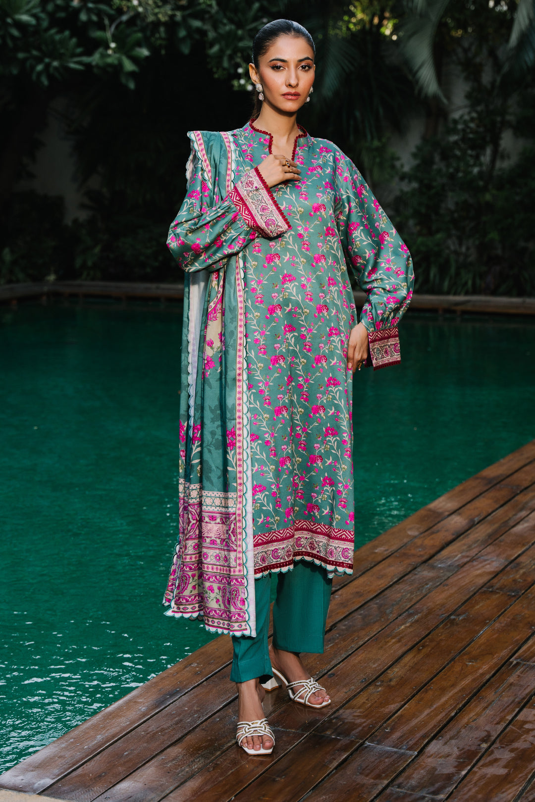 Zellbury | Unstitched 3 Piece Viscose | Shirt Shalwar Dupatta - 0296 - House Of Hania