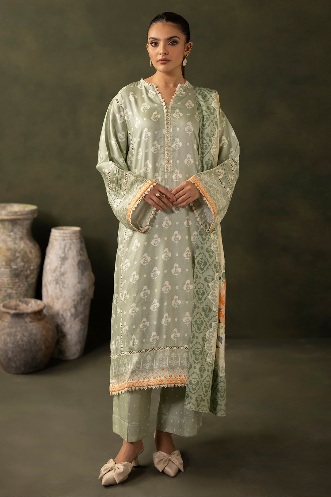Zellbury | Unstitched 3 Piece Viscose | Shirt Shalwar Dupatta - 0306 - House Of Hania