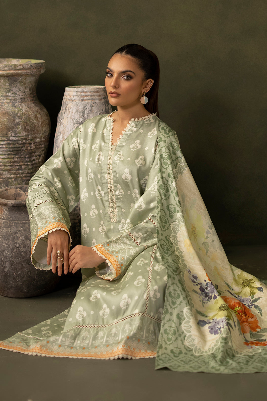 Zellbury | Unstitched 3 Piece Viscose | Shirt Shalwar Dupatta - 0306 - House Of Hania