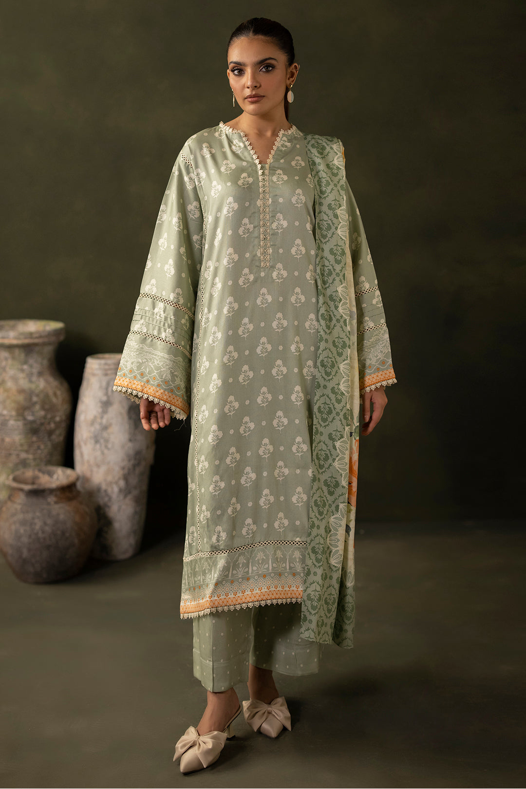 Zellbury | Unstitched 3 Piece Viscose | Shirt Shalwar Dupatta - 0306 - House Of Hania
