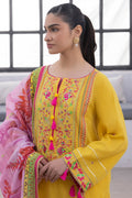 Zellbury | Unstitched 3 Piece Yellow | Embroidered Shirt Shalwar Dupatta - 1126 - House Of Hania