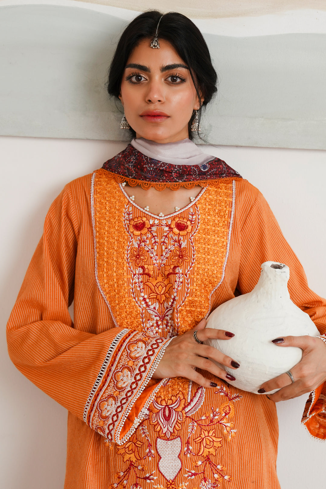 Zellbury | Unstitched 3 Piece Zari | Embroidered Shirt Shalwar Dupatta - 0085 - House Of Hania