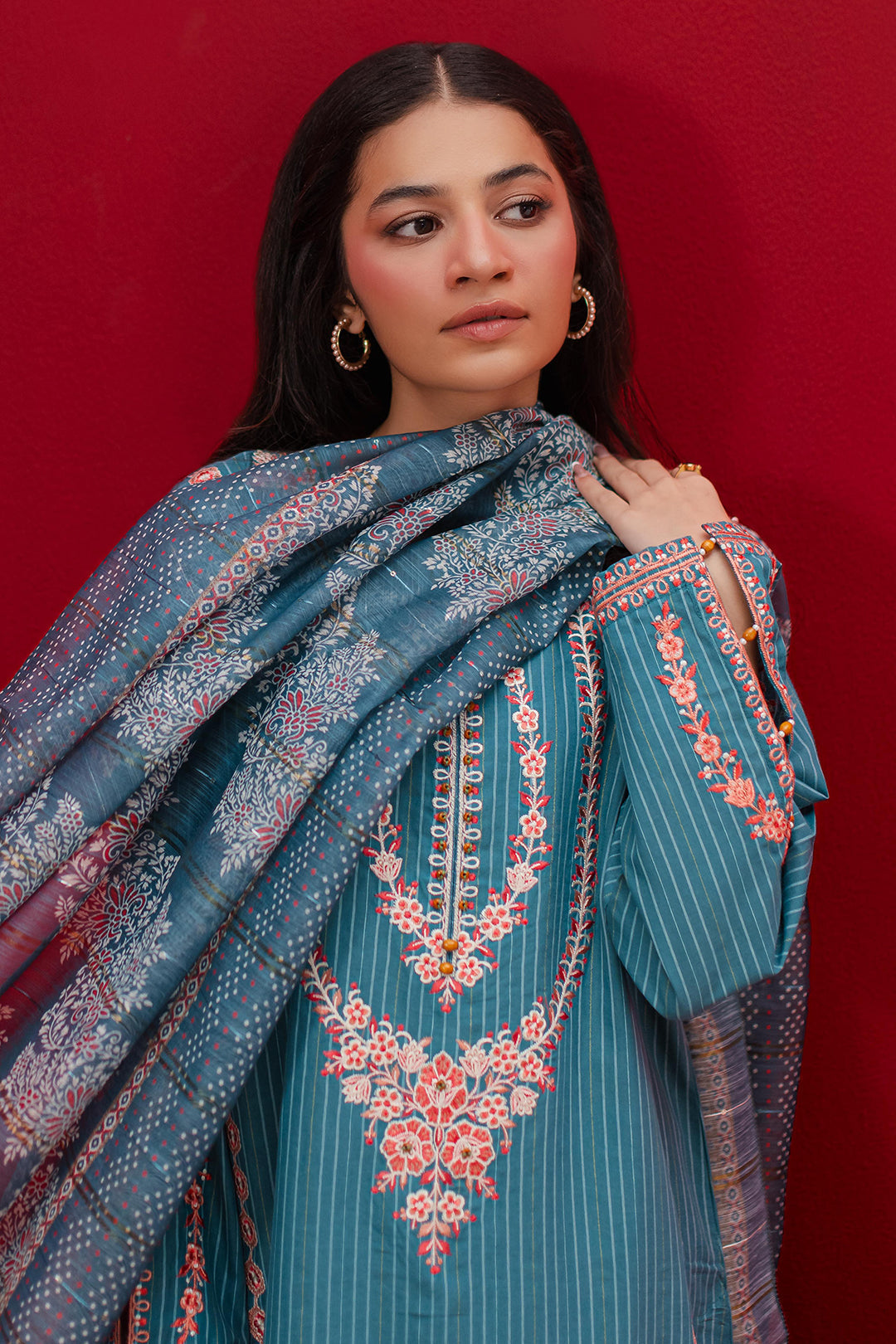 Zellbury | Winter Pret | Embroidered Kurta Dupatta Trouser - 1265 - House Of Hania