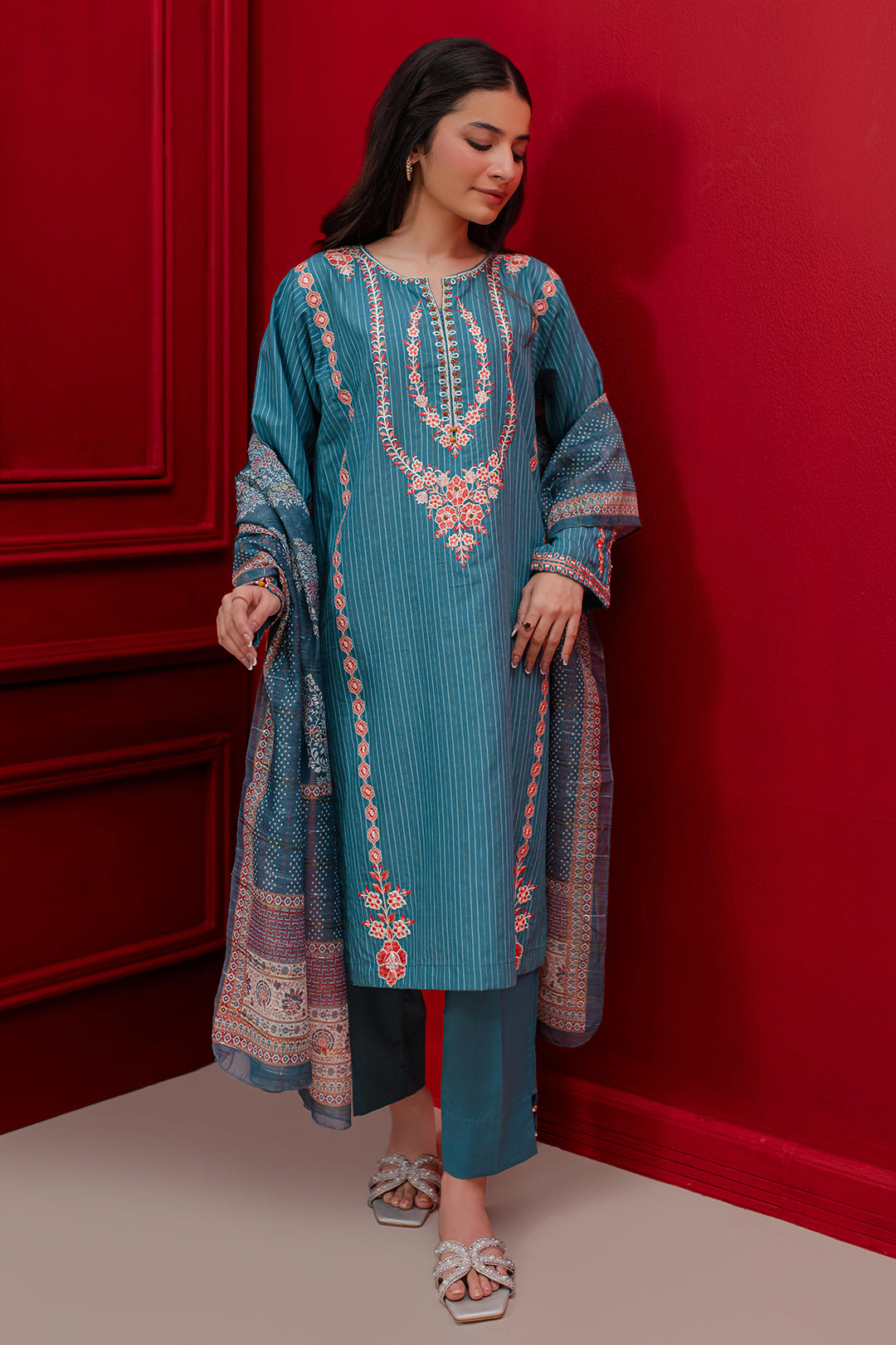 Zellbury | Winter Pret | Embroidered Kurta Dupatta Trouser - 1265 - House Of Hania