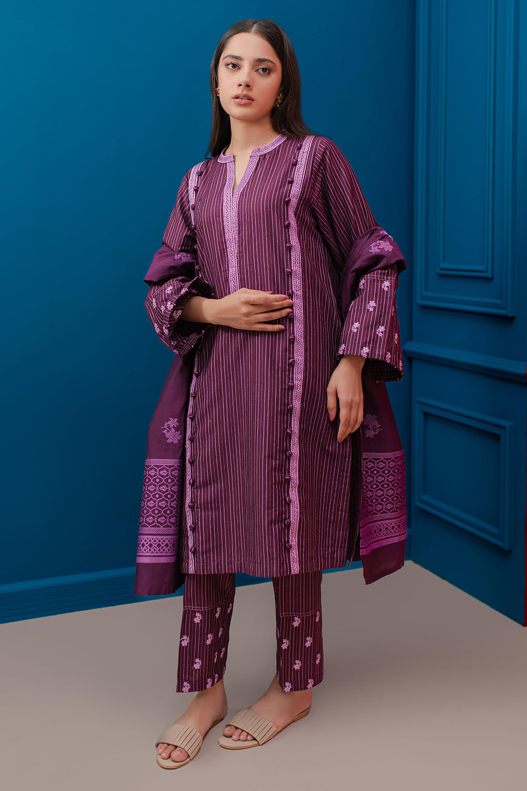Zellbury | Winter Pret | Embroidered Kurta Dupatta Trouser - 1278 - House Of Hania