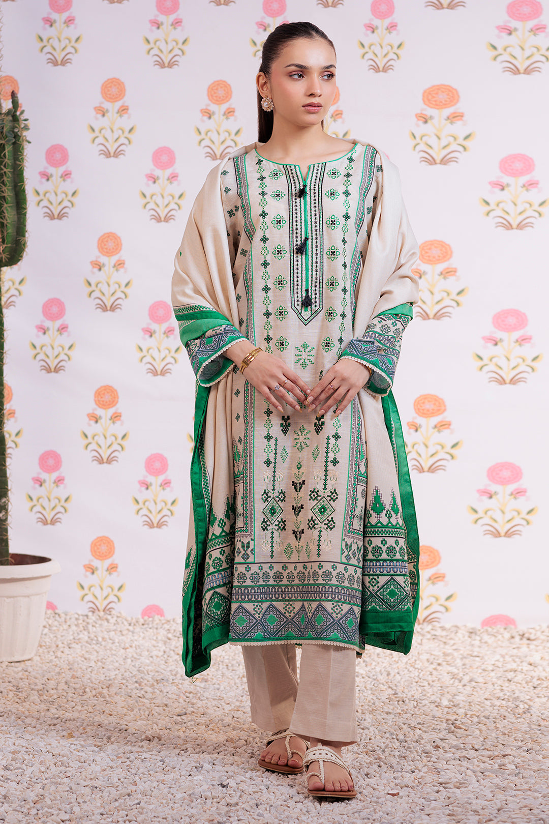 Zellbury | Winter Pret | Embroidered Kurta Dupatta Trouser - 3075 - House Of Hania