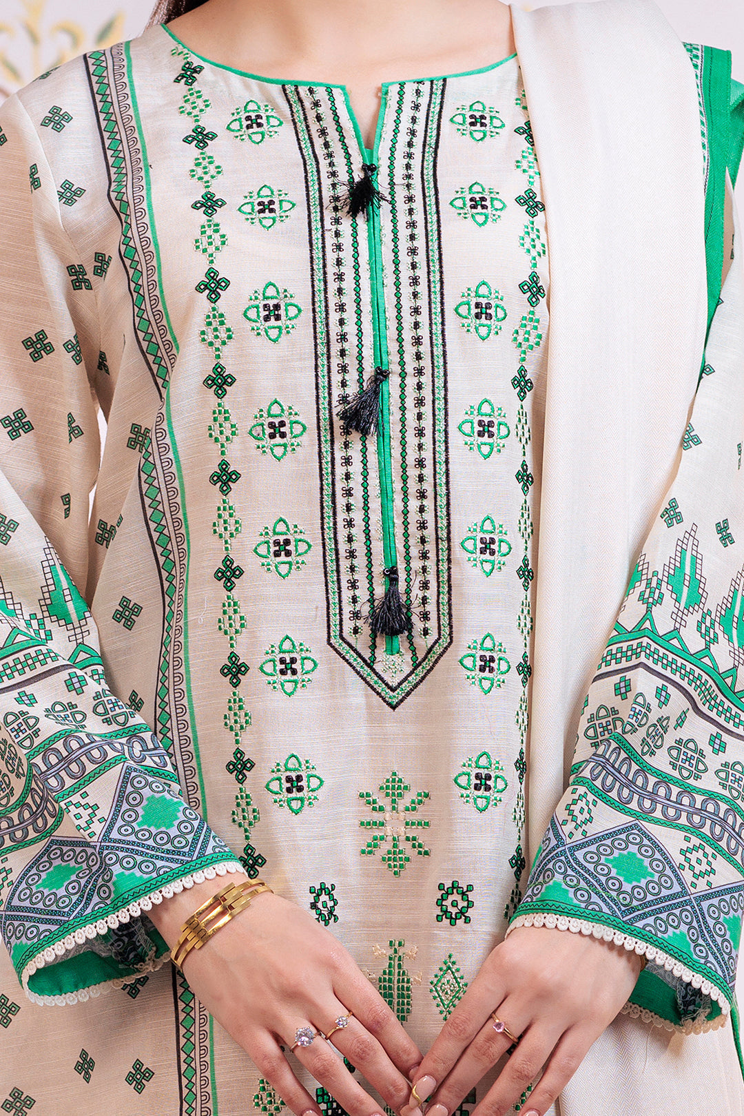 Zellbury | Winter Pret | Embroidered Kurta Dupatta Trouser - 3075 - House Of Hania