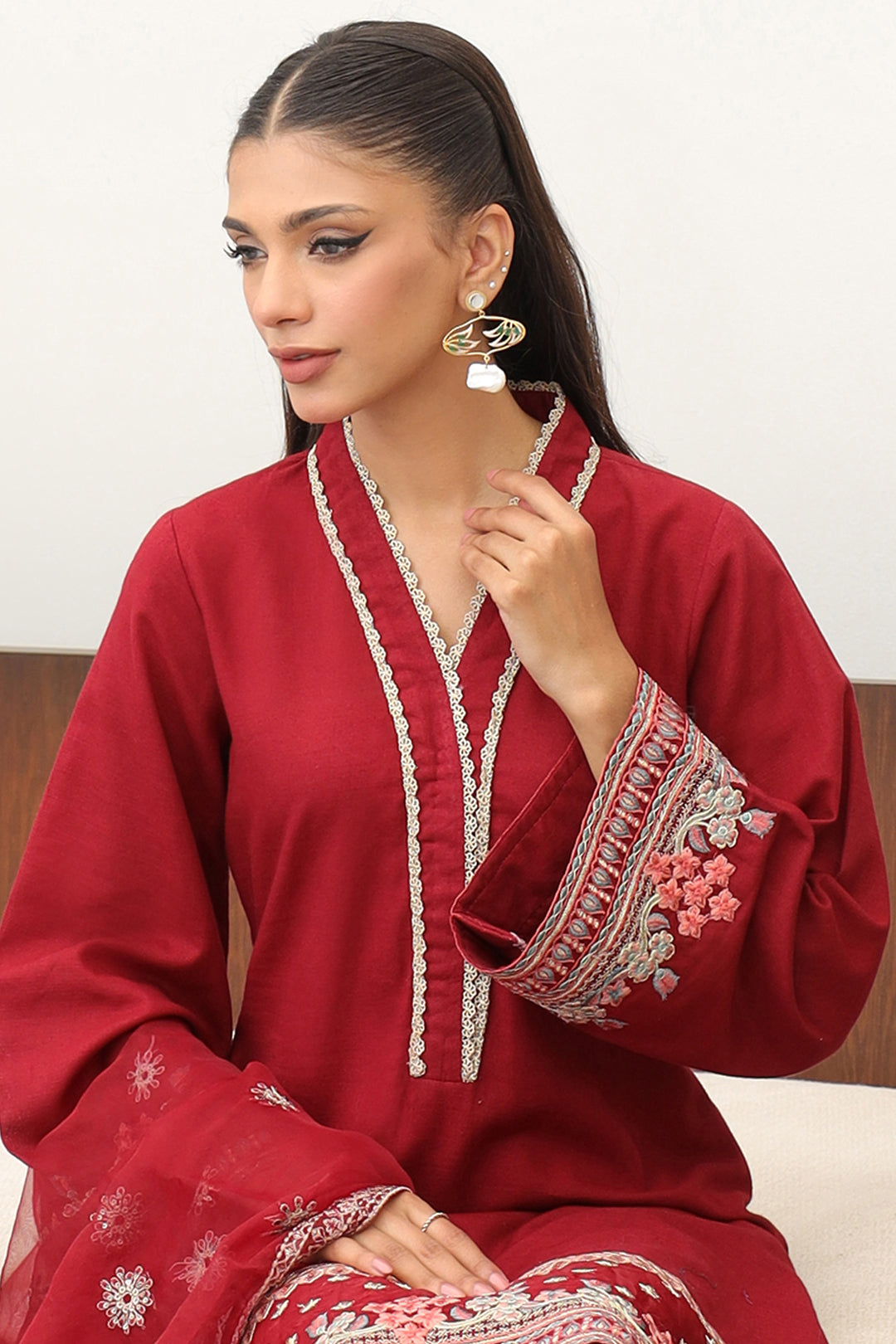 Zellbury | Winter Pret | Embroidered Kurta Dupatta Trouser - 3278 - House Of Hania