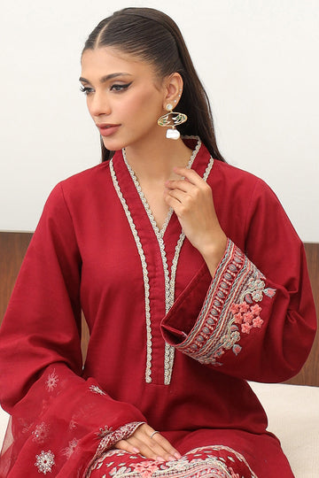 Zellbury | Winter Pret | Embroidered Kurta Dupatta Trouser - 3278 - House Of Hania