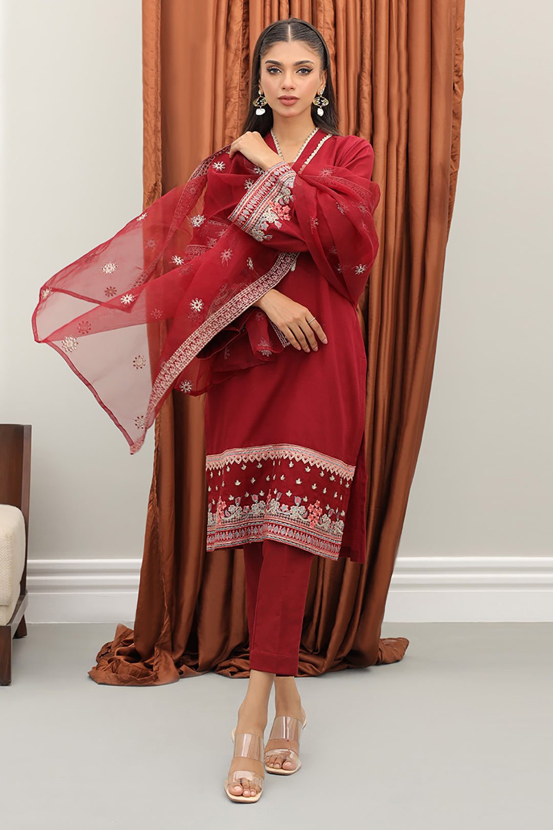 Zellbury | Winter Pret | Embroidered Kurta Dupatta Trouser - 3278 - House Of Hania
