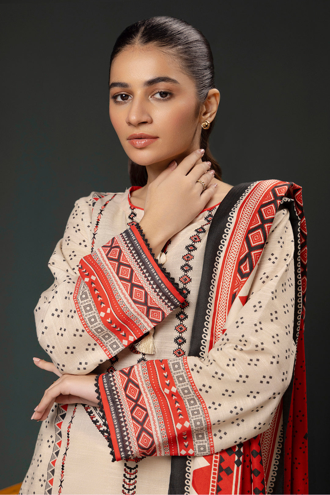 Zellbury | Winter Pret | Embroidered Kurta Shawl - 2937 - House Of Hania