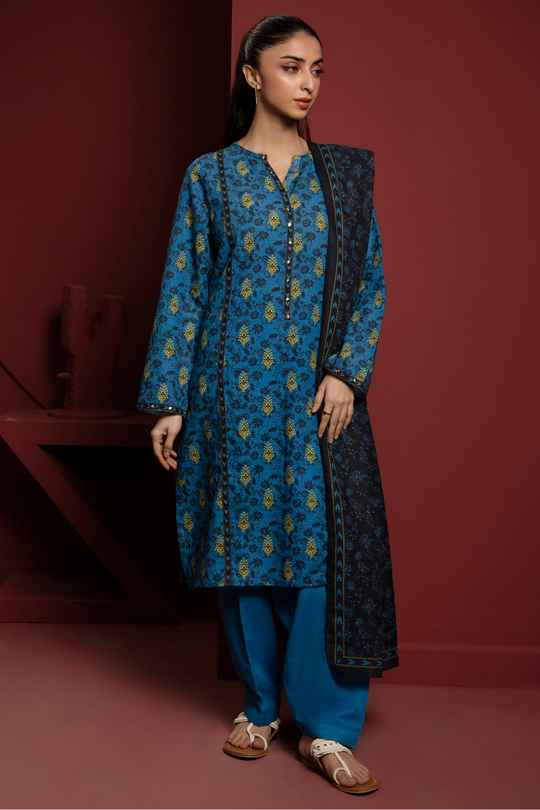 Zellbury | Winter Pret | Kurta Dupatta Trouser - 3115 - House Of Hania