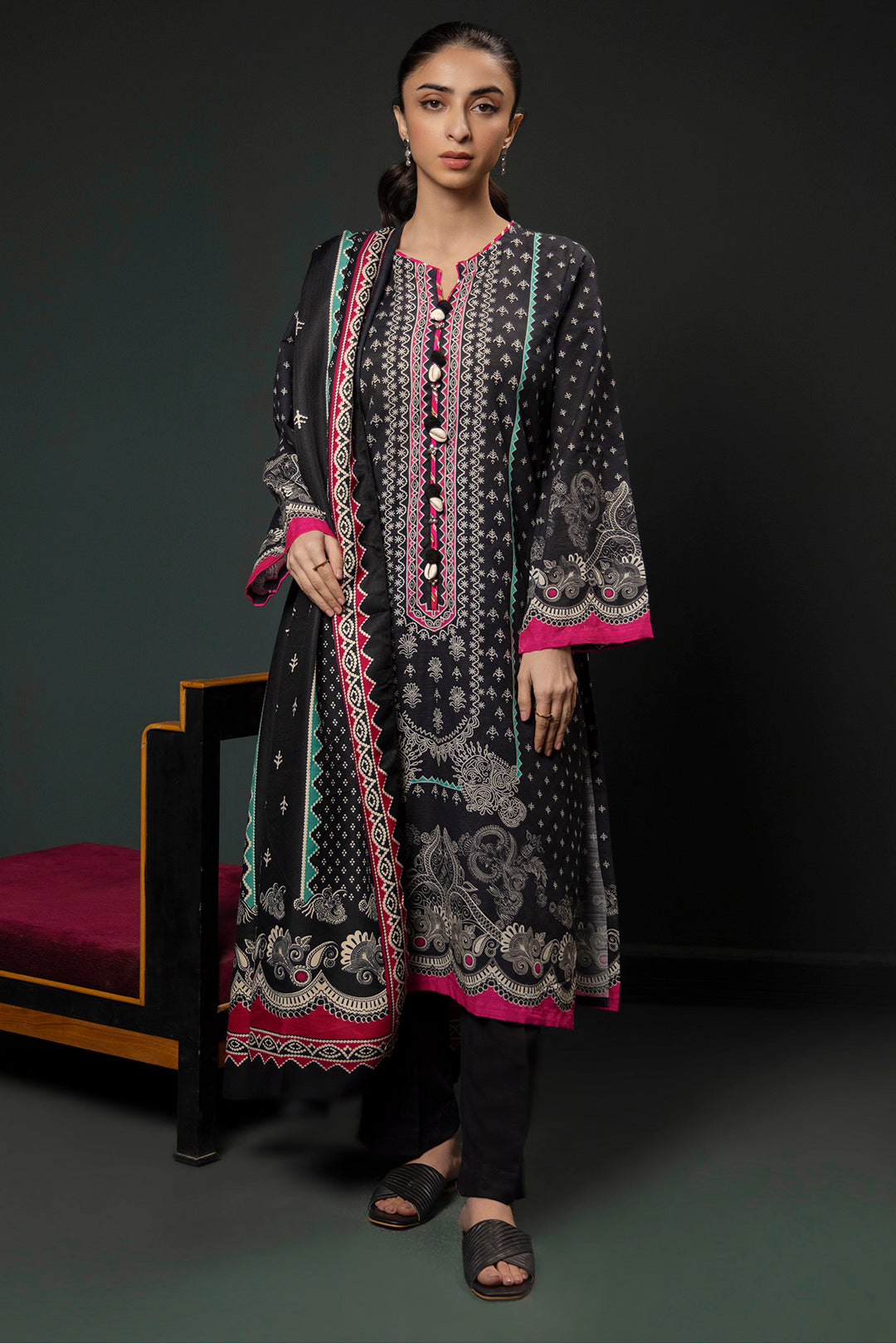 Zellbury | Winter Pret | Kurta Shawl Trouser - 3008 - House Of Hania