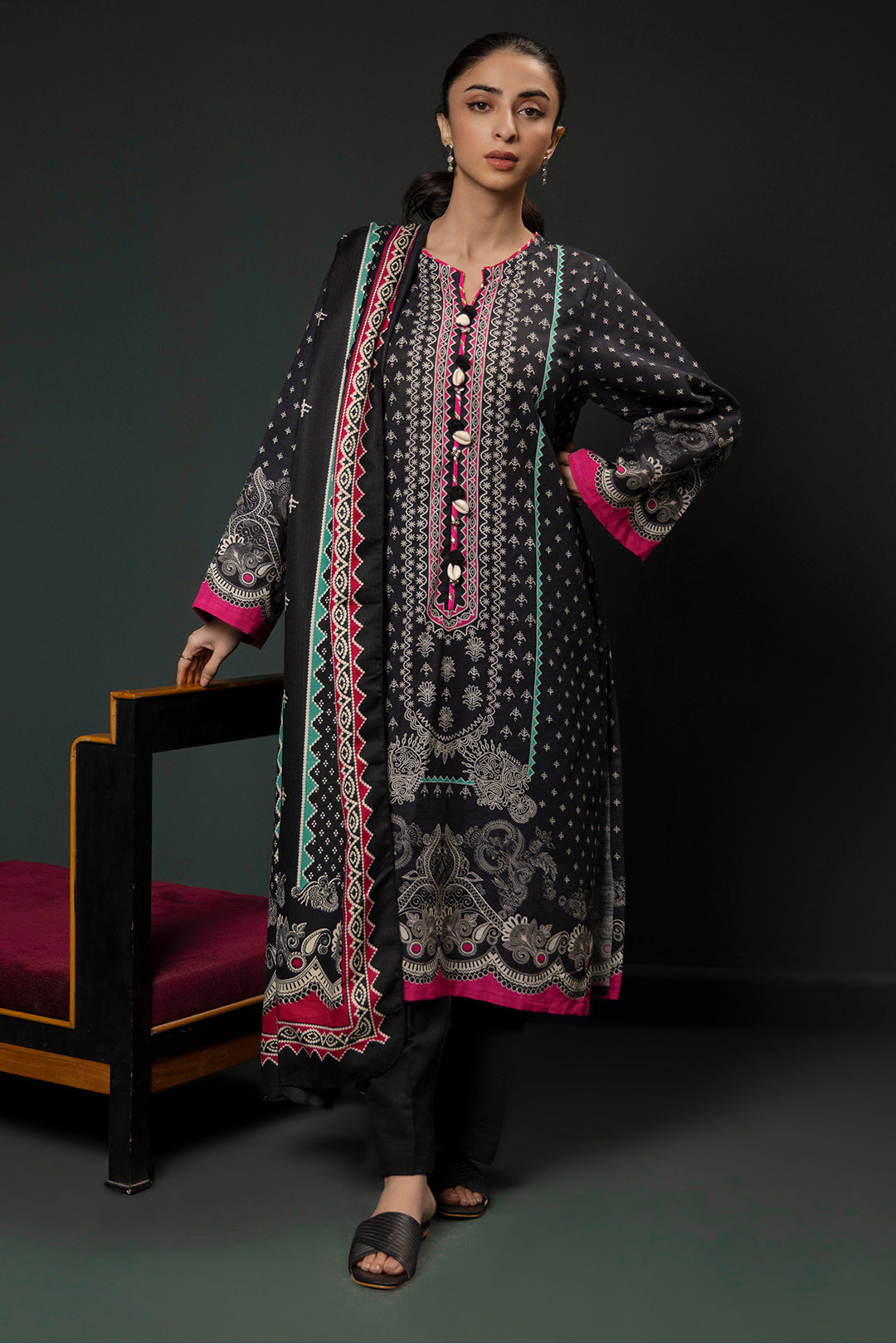 Zellbury | Winter Pret | Kurta Shawl Trouser - 3008 - House Of Hania