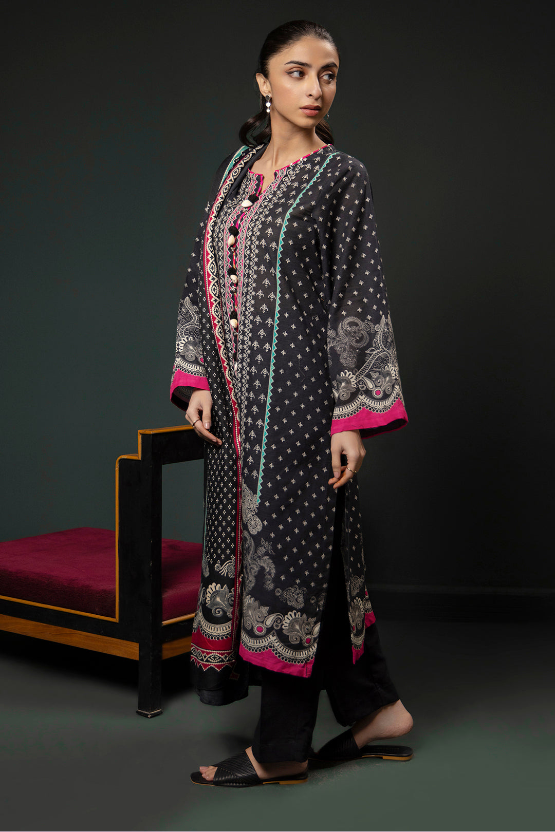 Zellbury | Winter Pret | Kurta Shawl Trouser - 3008 - House Of Hania