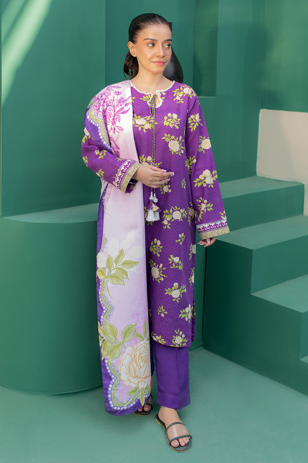 Zellbury | Winter Pret | Kurta Shawl Trouser - 3010 - House Of Hania