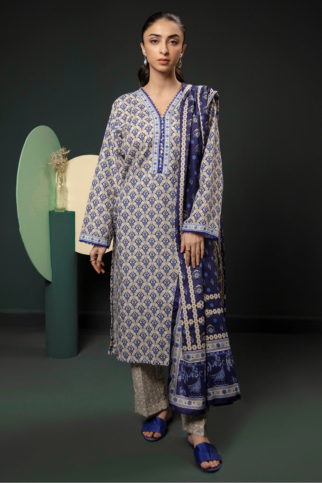 Zellbury | Winter Pret | Kurta Shawl Trouser - 3153 - House Of Hania