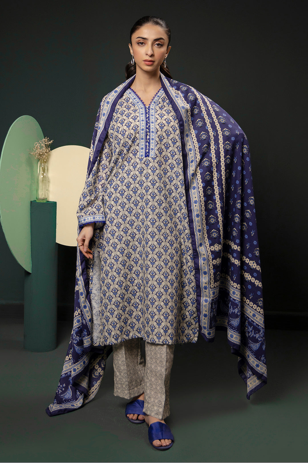 Zellbury | Winter Pret | Kurta Shawl Trouser - 3153 - House Of Hania