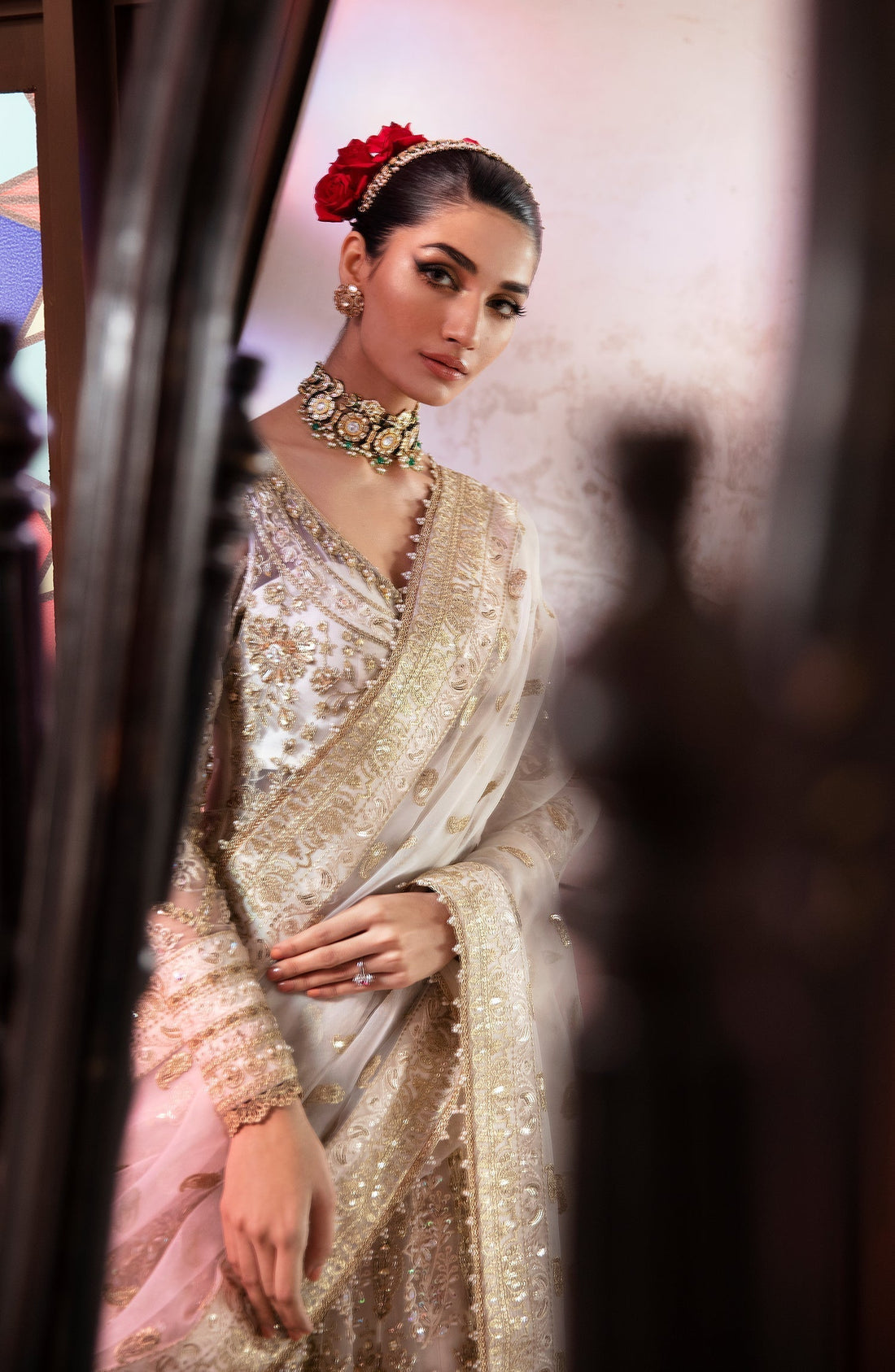 Zevk Afsanah Luxury Embroidered Net 3Pc Suit - Alif - House Of Hania