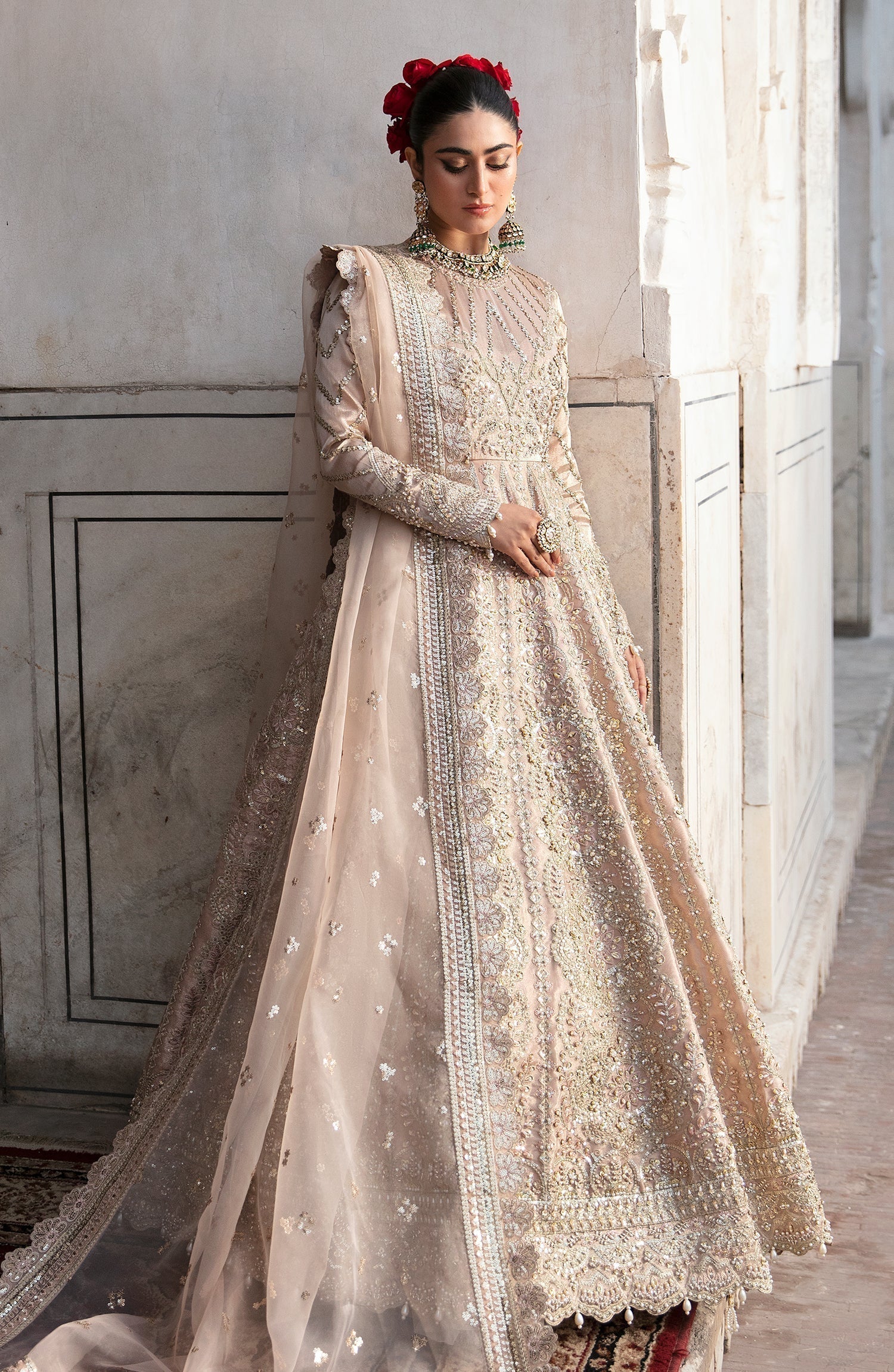 Zevk Afsanah Luxury Embroidered Zari Tissue 3Pc Suit - Atlas - House Of Hania