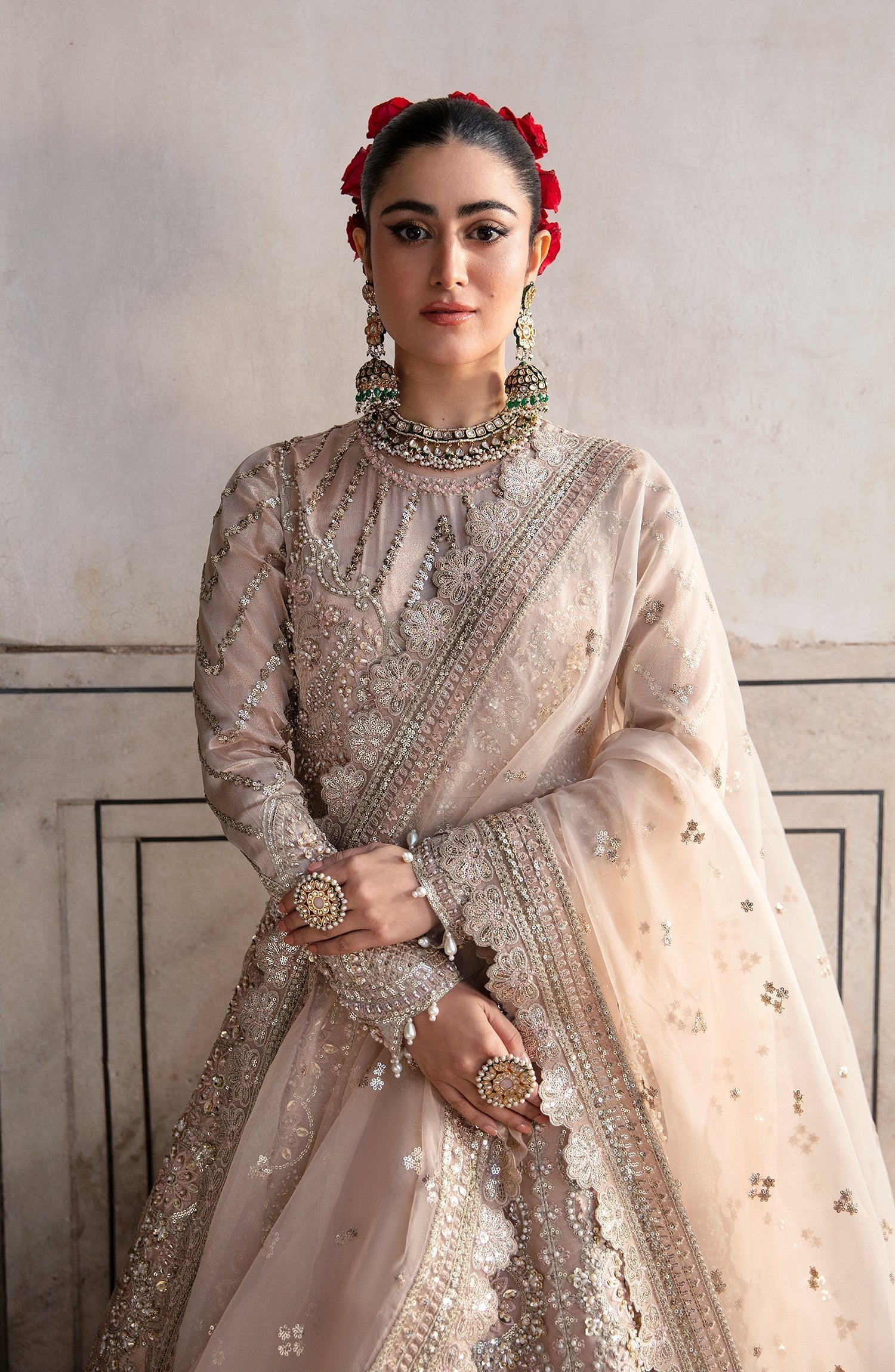 Zevk Afsanah Luxury Embroidered Zari Tissue 3Pc Suit - Atlas - House Of Hania