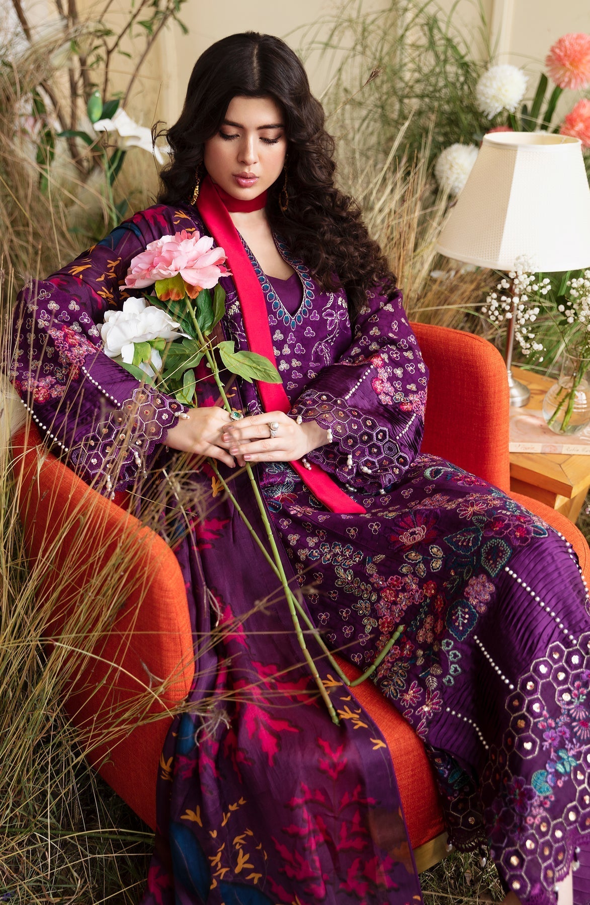 Zevk | Flora Festive Lawn | FUCHSIA - House Of Hania