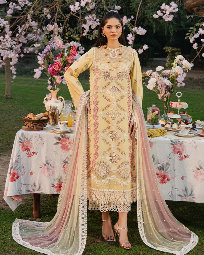 Zevk | Flora Festive Lawn | LIME - House Of Hania