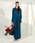 Zevk | Winter flavour Kaftan | AQUA TEAL - House Of Hania