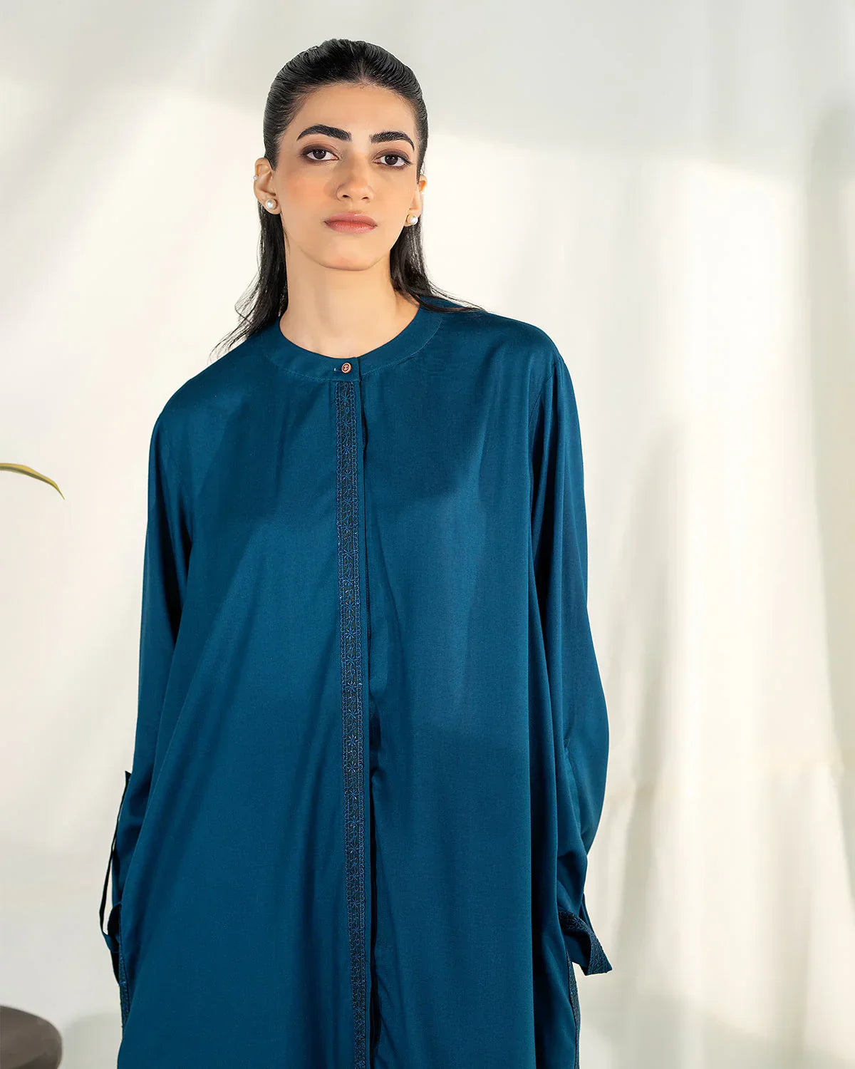 Zevk | Winter flavour Kaftan | AQUA TEAL - House Of Hania