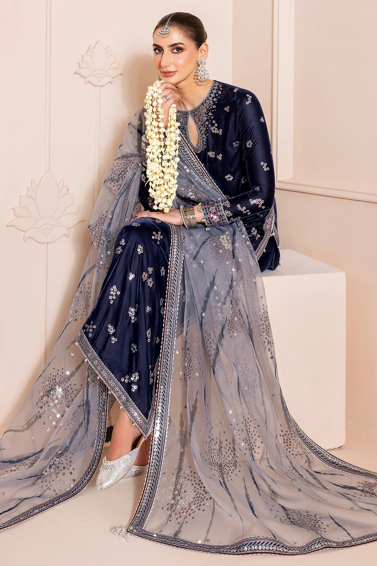jazmin | Chandani Velvet Formals '25 | Embroidered Velvet Formal CVF D-03 - House Of Hania