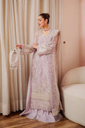 Emaan Adeel Lapis S0481 embroidered organza suit in lilac — front view