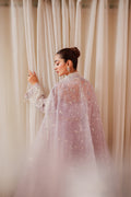 Emaan Adeel Lapis S0481 embroidered organza suit in lilac — upper-back view