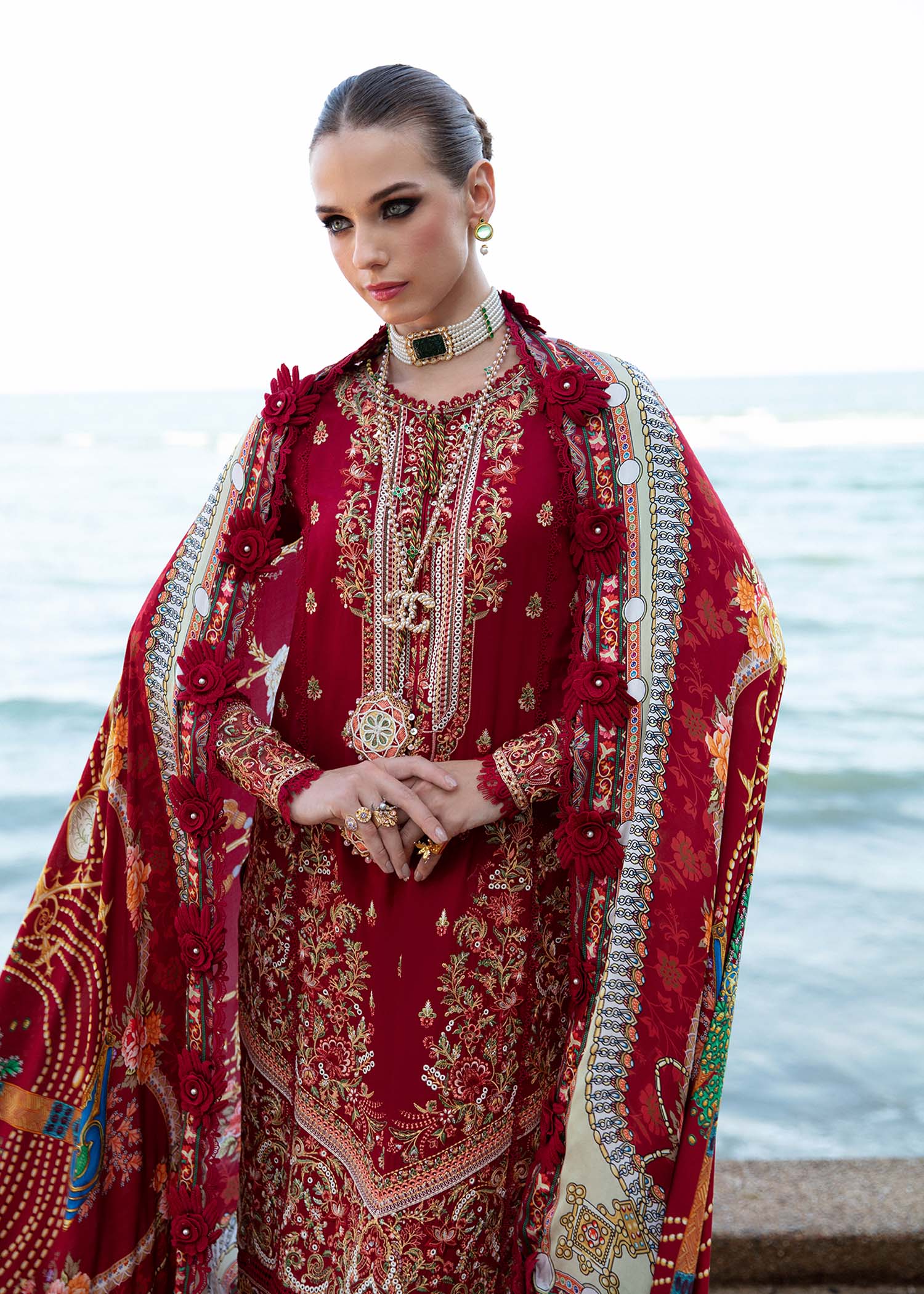 Kanwal Malik | Sareen Luxury Lawn 24 | Rose - House Of Anaya
