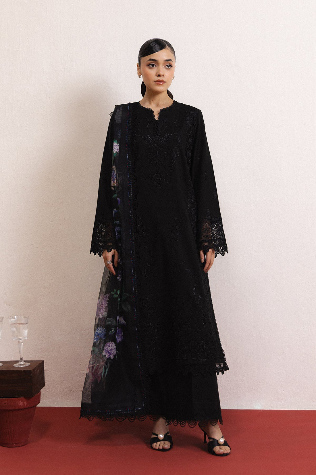 Model wearing Afrozeh Brume shirt & trouser set