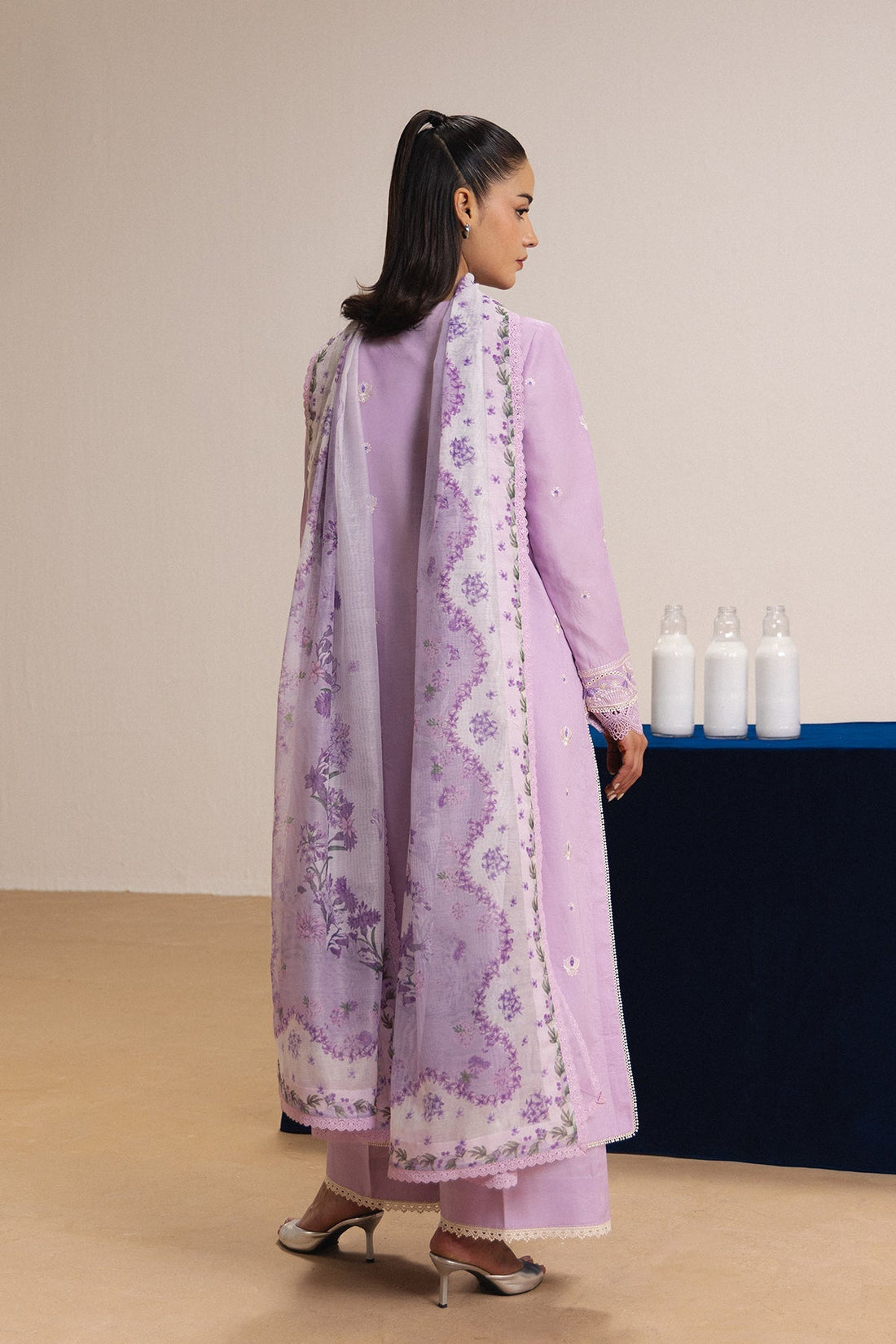 Model wearing Afrozeh Nuage shirt & trouser set