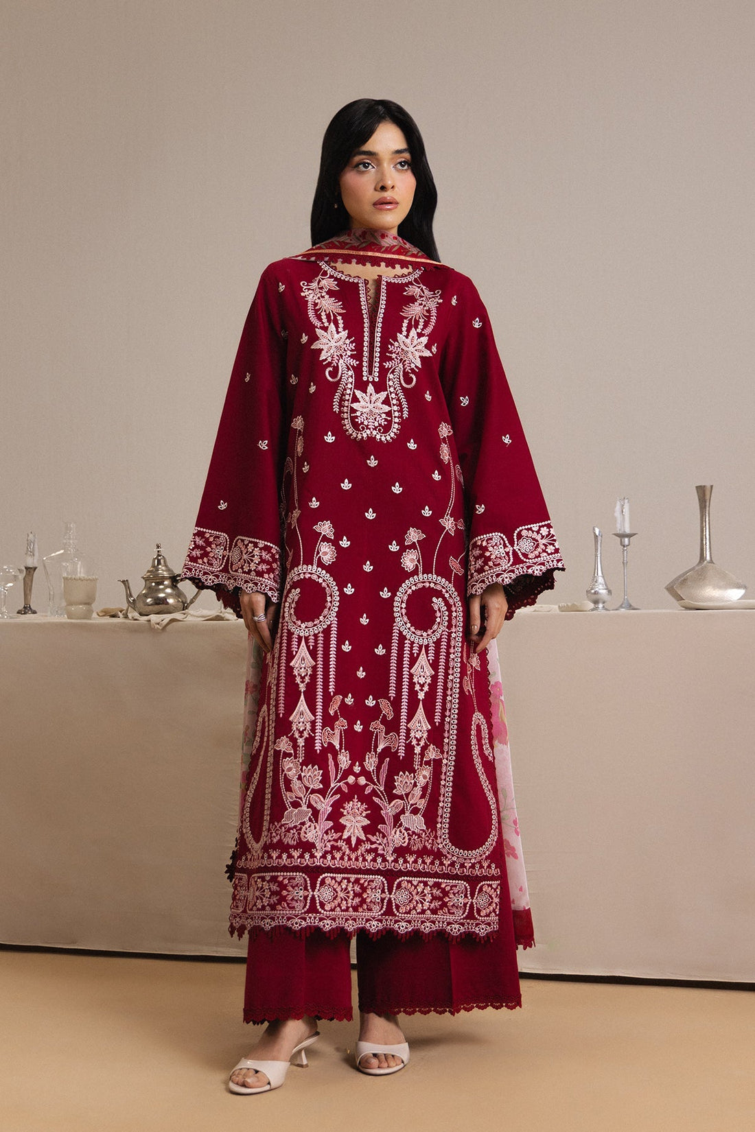 Model wearing Afrozeh Lune shirt & trouser set